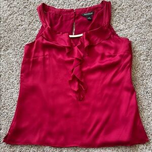White House Black Market Sleeveless Ruffle Blouse - Rich Red